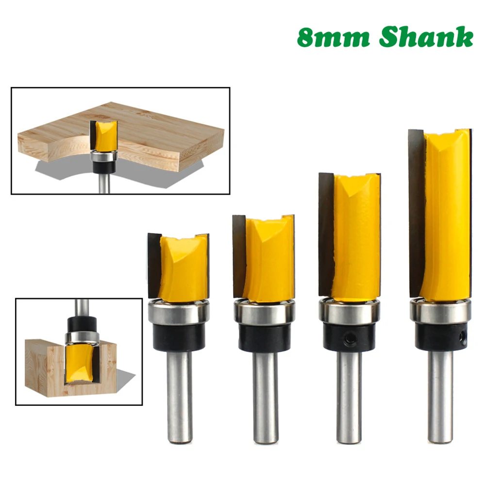 8mm Shank Flush Trim Router Bit Pattern Bit Top Bottom Bearing 3/4