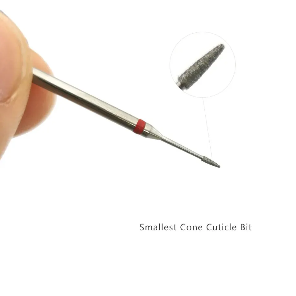 HYTOOS 소형 콘 그라인딩 헤드 파인 다이아몬드 큐티클 네일 드릴 비트 3/32 로터리 네일 버 전기 드릴 액세서리