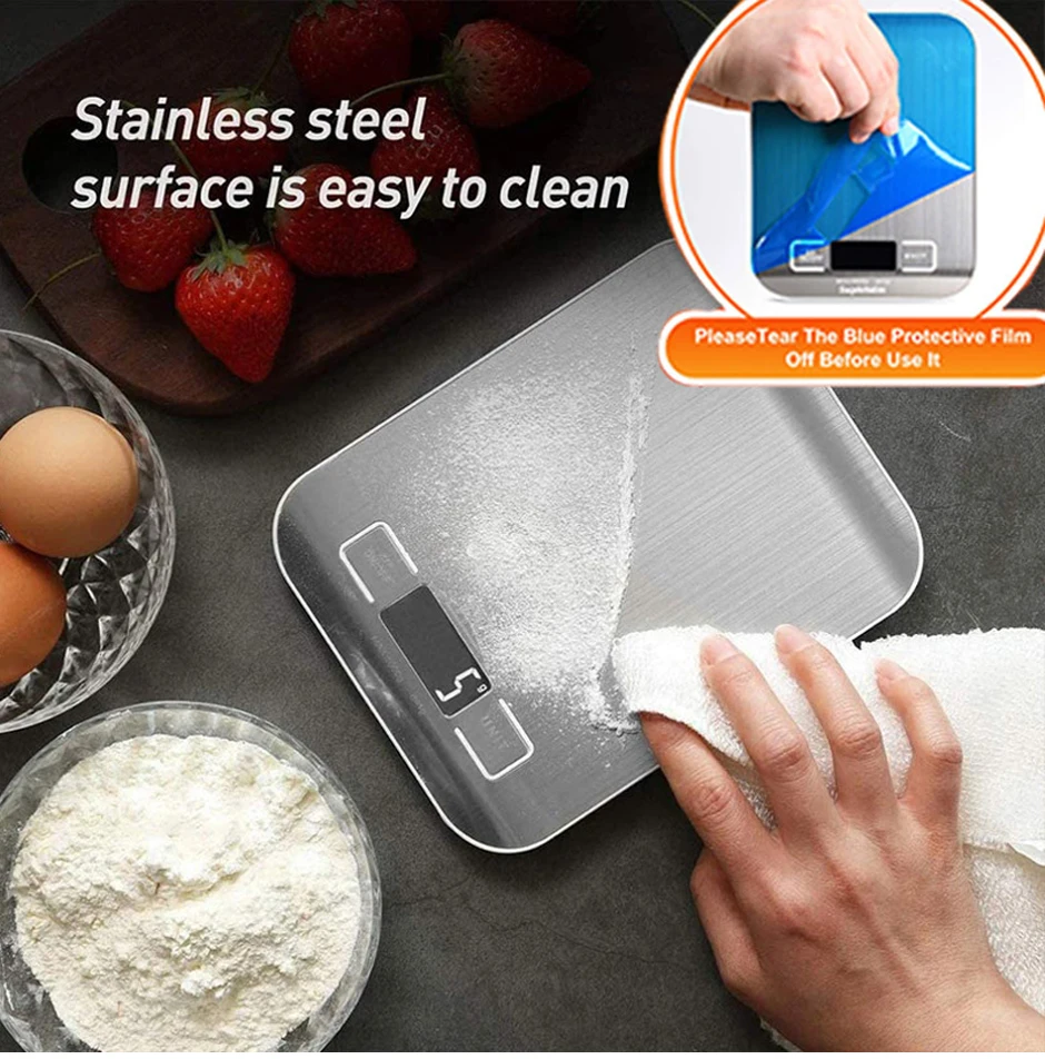 

5kg Kitchen Scale Food Baking Electronic Scale Household Digital Precision 1g Stainless Steel Lcd Display Ingredient Scale