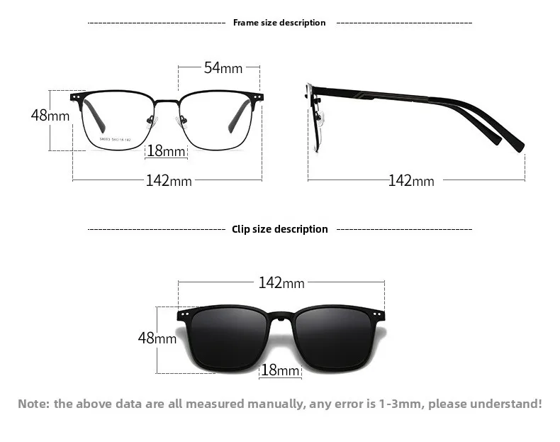 3-in-1-Brille mit Magnetärmeln, hohes Aussehen, vielseitiger Myopie-Brillenrahmen, polarisierte Zwei-in-Eins-Fahrsonnenbrille – Detail 10