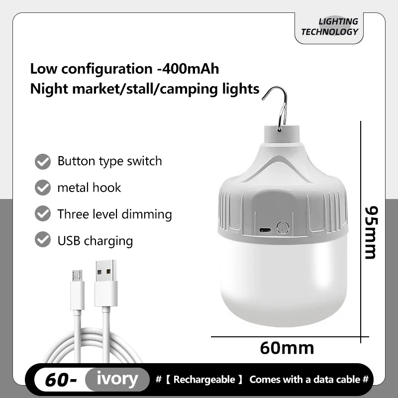 Led Bulb Portable Camping Light Bulb Emergency Lighting Outdoor Charging wireless USB