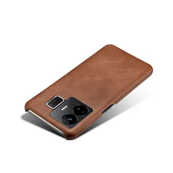 Luxury Slim Leather Business Case - Premium Protective Cover for Realme GT3 240W (Brown)