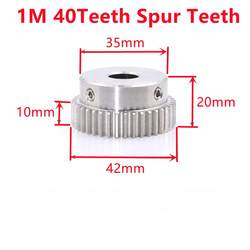 

1PCS Spur Gear 1M 40 Teeth Bore 6/8/10 /12mm Industrial Drive Chain Sprocket Gear Stainless Steel Metal Gear For Machine