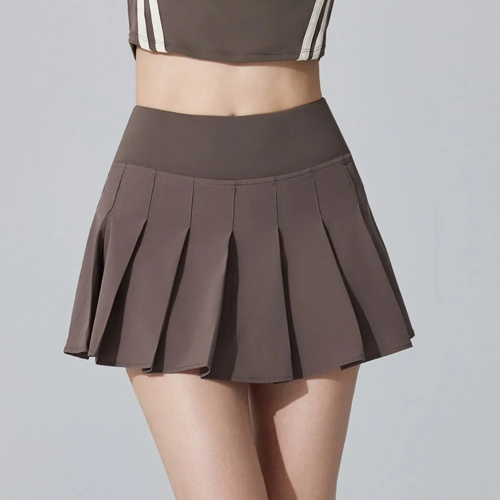 Women Sports Tennis Skirts 2 in 1 Yoga Shorts Fitness Running Golf Badminton Anti Exposure Pleated Mini Skirt Gym Sportswear