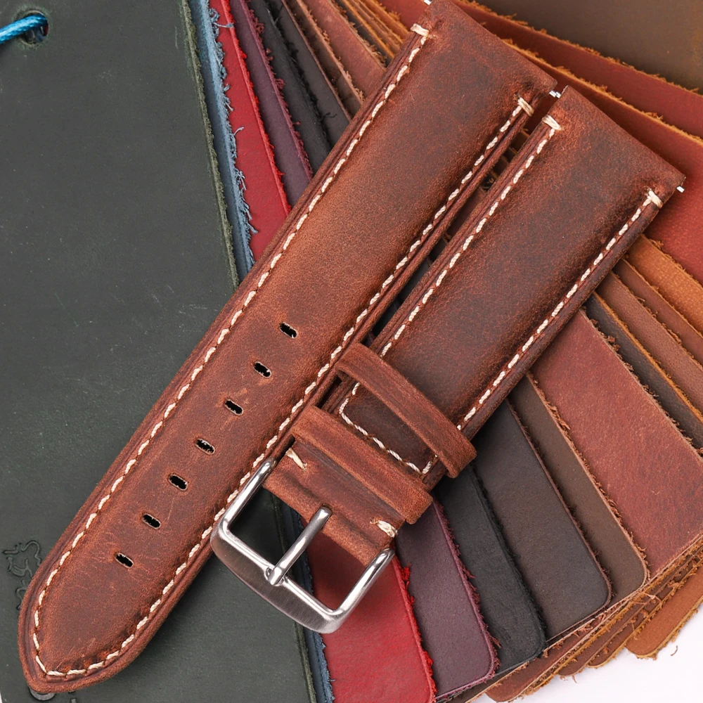 Luxury Matte Calfskin Leather Watch Band – Vintage Business Strap with Quick Release
