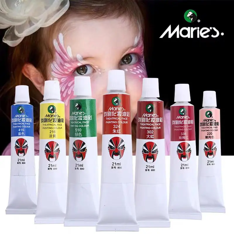 Oil Paint Marie's Facial Painting Oil Painting Pigments 21ML Washable Body Tattoo Makeup Theatrical Pigment Safe Non-toxic Not Harm Skin oil paint face body paint palette