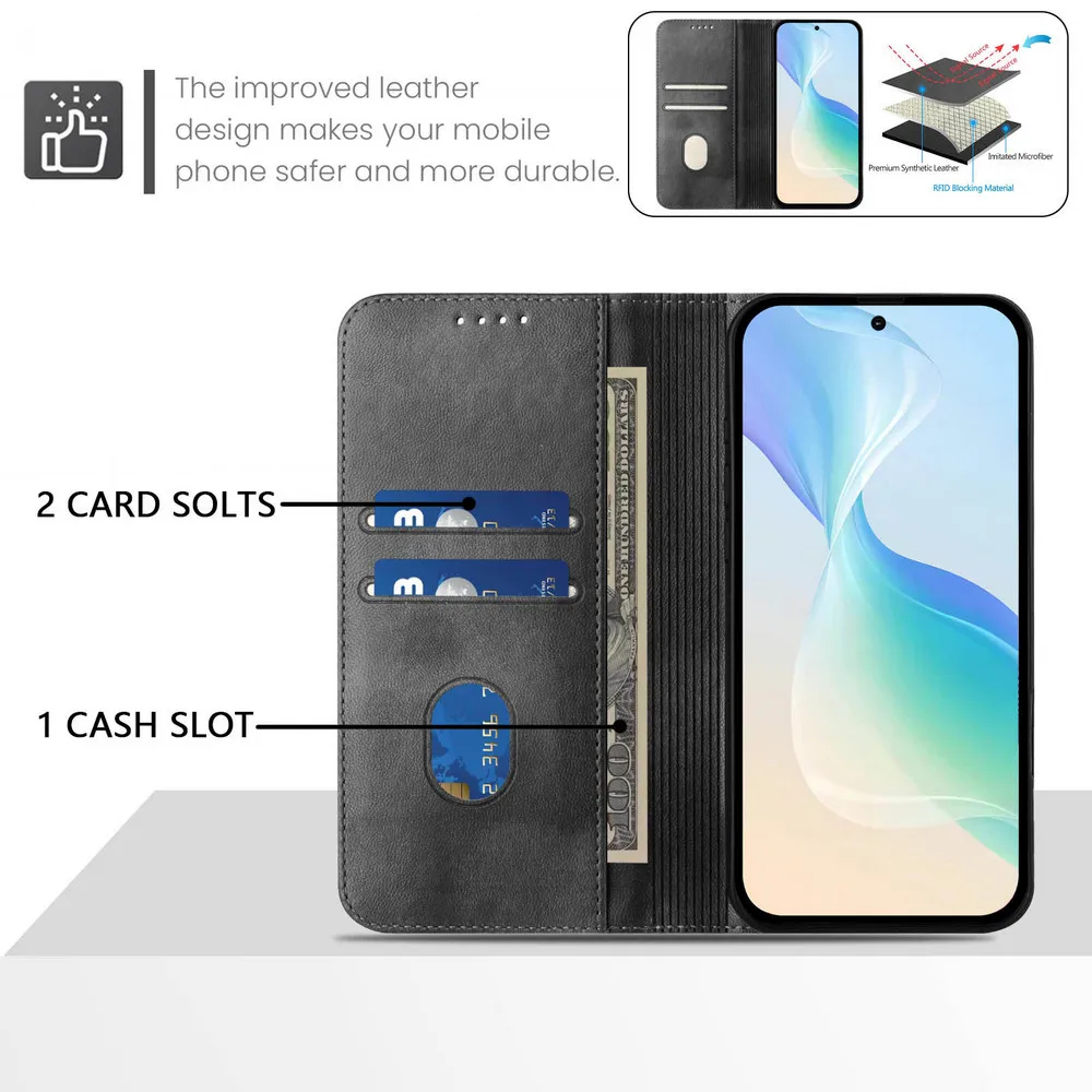 Elegant RFID Leather Flip Book Cover - Luxury Edition