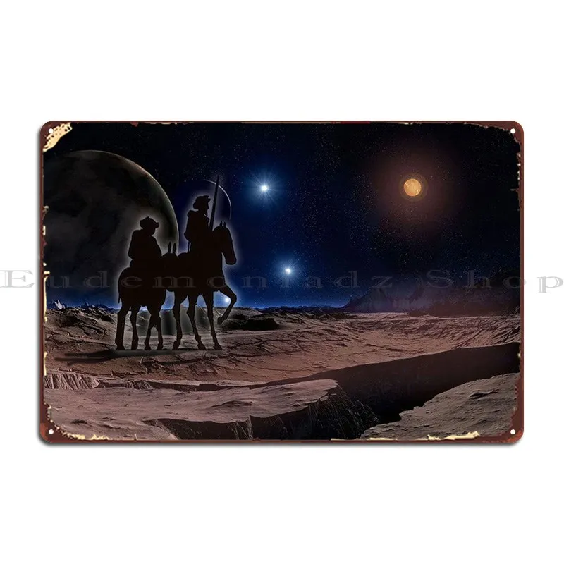 Don Quijote Y Sancho Panza Metal Sign Wall Cave Garage Club Cinema Personalizza Wall Murale Tin Sign Poster