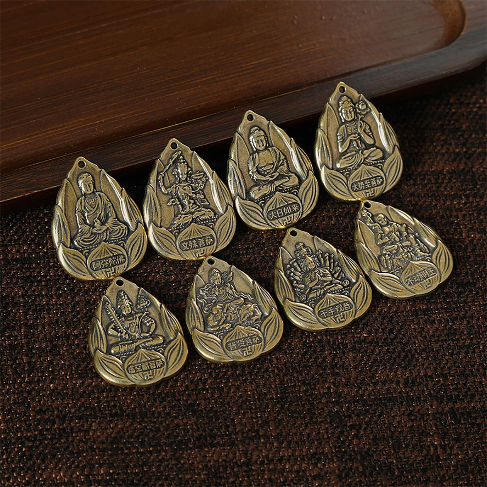 

10Pcs Vintage Solid Brass Bodhisattva Patronus Amulet Keychain, Different Patronus Pendants With Accessories Pendant Bronze