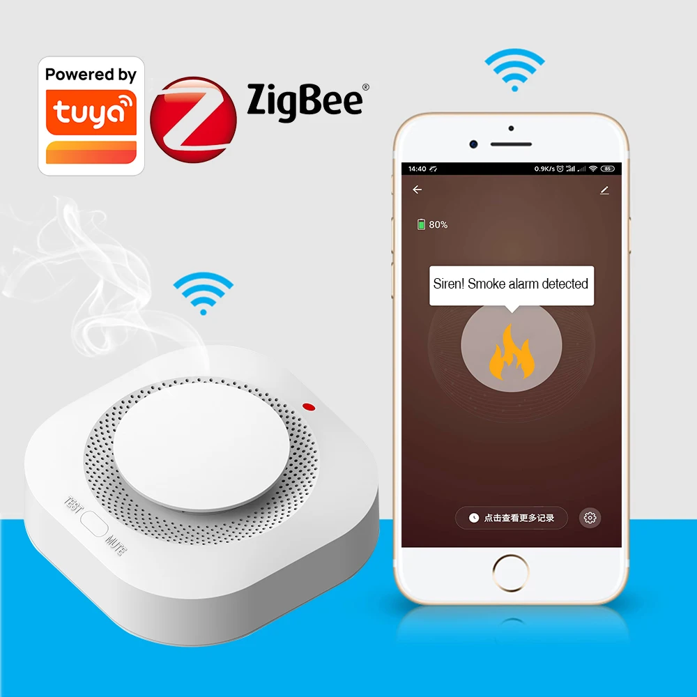 Tuya Smart Zigbee Rilevatore Di Fumo Rilevatori Di Perdite Di Fumo Wireless Prevenzione Sensore Di Fumo Installazione In Area Non Fumatori O In Cucina