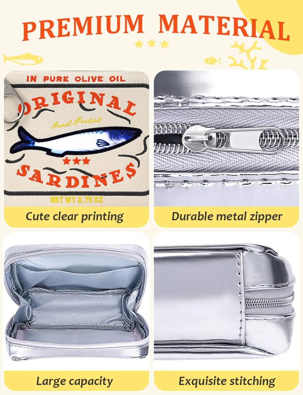 Canned Sardines Makeup Bag,  Sardine Tin Fish Cosmetic Bag,  Cute Makeup Bag  Pencil Case Pouch, Coquette Make  Pouch for Women 4