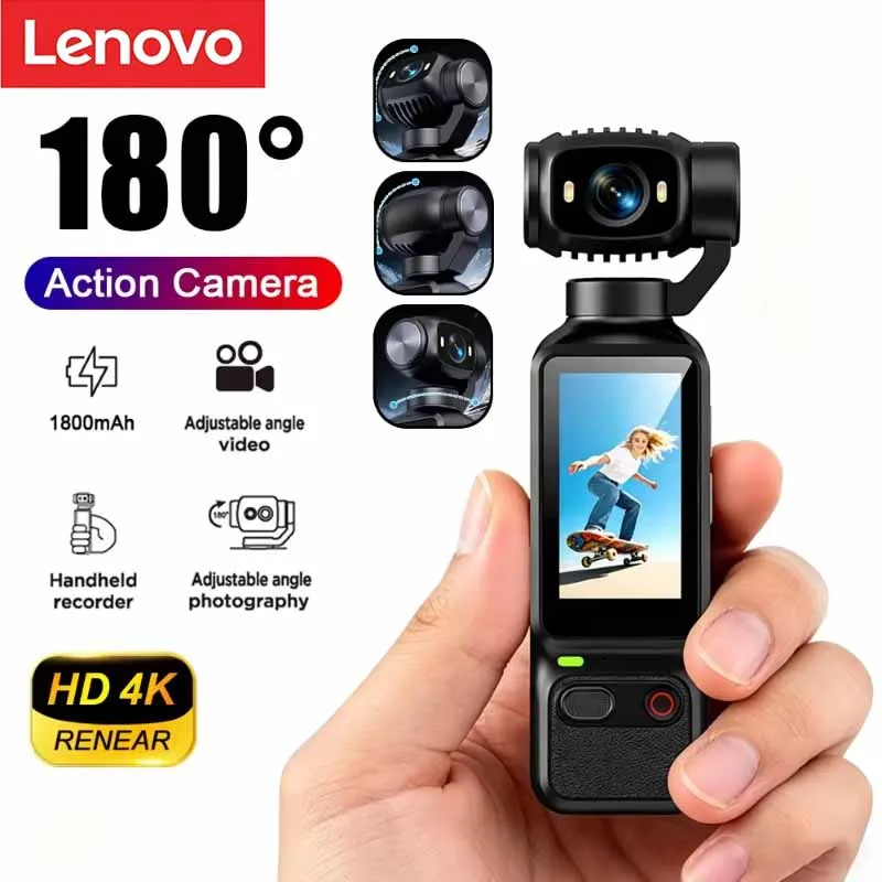 Lenovo HD 4K Action Camera 180° Rotatable For Vlog YouTube Tiktok Girls Record Life Video Recording Entry Portable Action Cam 1 Lenovo HD 4K Action Camera 180° Rotatable For Vlog YouTube Tiktok Girls Record Life Video Recording Entry Portable Action Cam 1