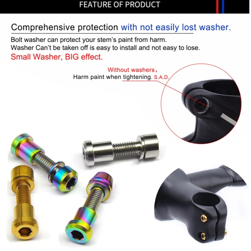 Chooee Titanium Bicycle Stem Bolts Fit Carbon Fibre MTB Road Bike