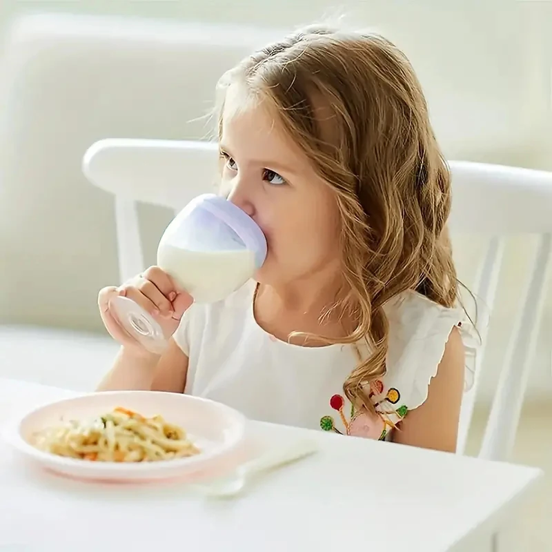 Milk Bottle Glass Milk Bottle Cheerful Birthday Party Cup Plastic Goblet Sippy Cup Wine Glass Beverage Mug & Milk Bottle With Lid for restaurants/cafes