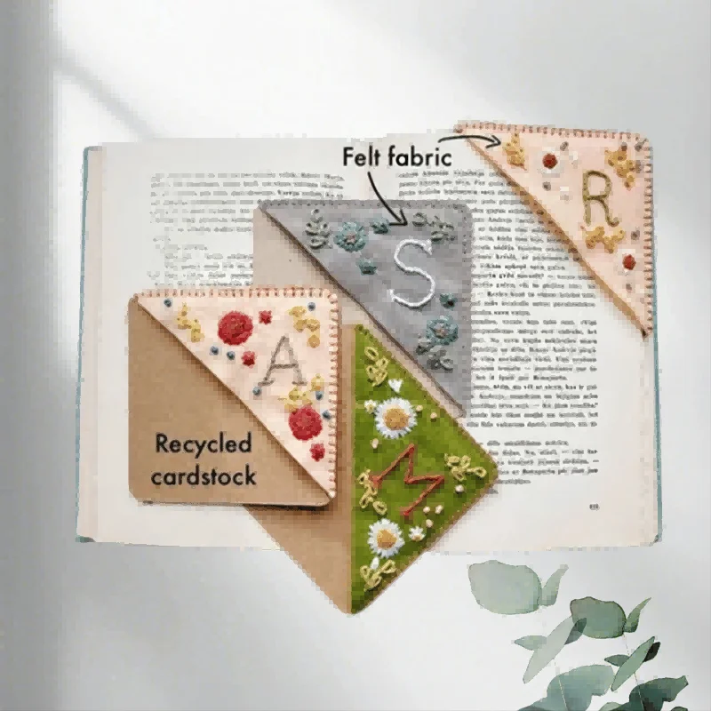 

Customization Creative Chinese Embroidery Bookmarks Elegant Felt Flower Hand Embroidered Corner Bookmark Stationery
