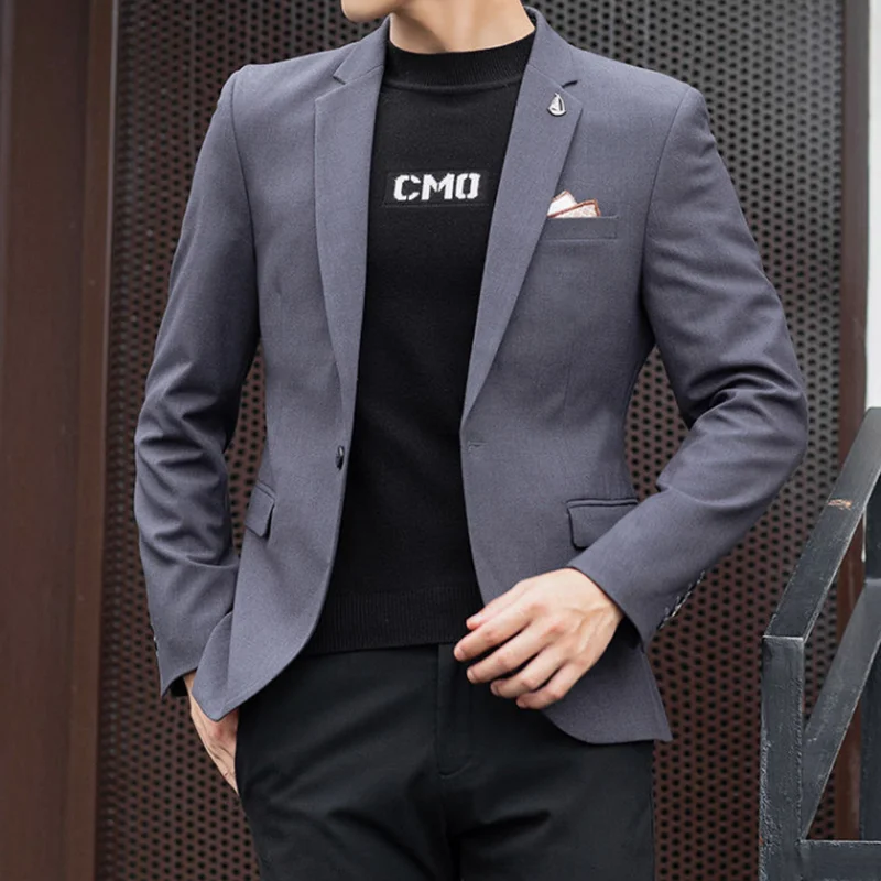 2024 New High-quality M-4XL All Fit Slim Fashion Handsome All Fashion Suits British Casual Solid Color Small Suit  M-4XL 3