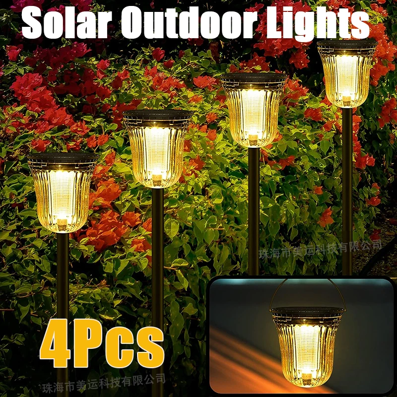 4Pcs LED Solar Pathway Outdoors Lights Villa Garden Lanterns Landscape Path Yard Driveway Walkway Sidewalk For Patio Lawns Lamps