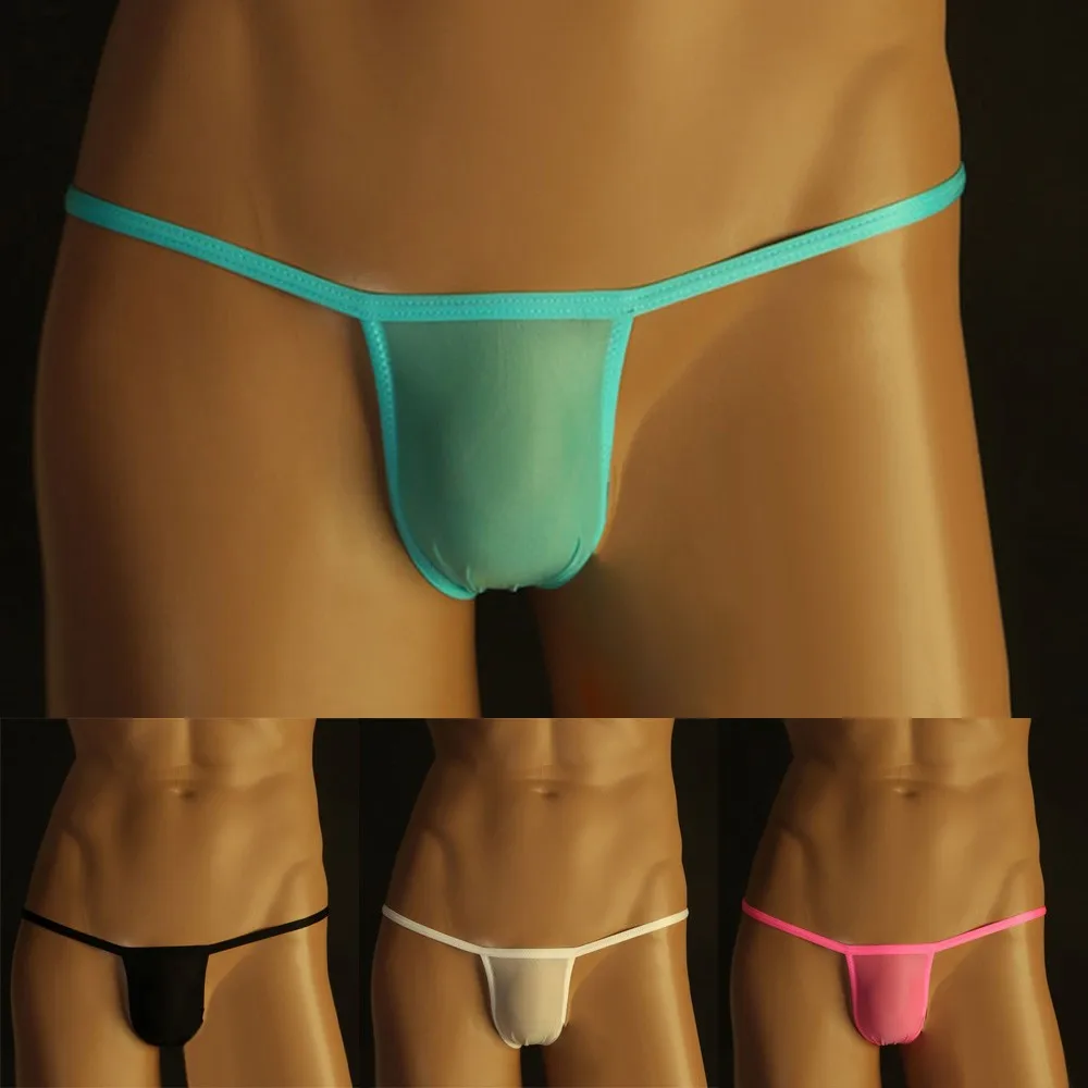 

Mens Bulge Pouch Underwear Thongs Low Waist T-Back Comfy Breathable Briefs Panties Solid Color G-Strings Underpants Bikinis