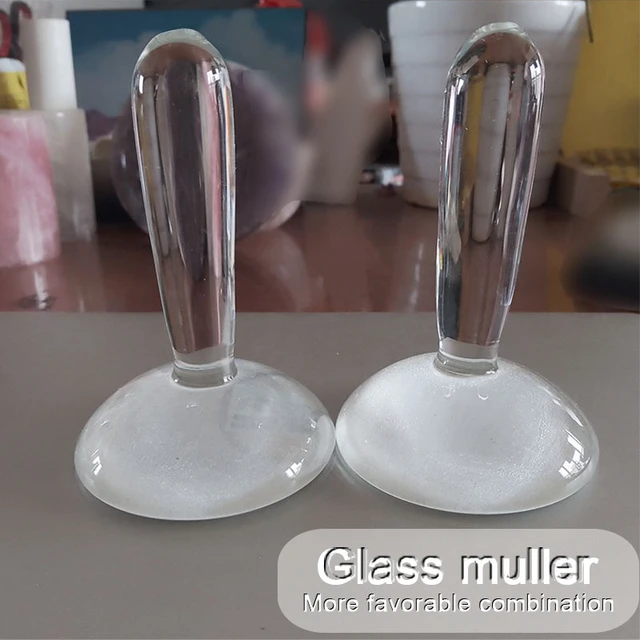 Combination Chinese Mineral Pigment Powder Glass Muller Made From High  Borosipainting Glass,Handmade Grinding Pestle DIY