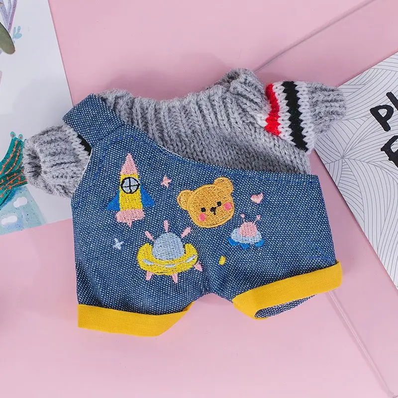 Doll Clothes Shoes Knitting Sweater Denim Shorts Outfit for 20cm Idol Dolls
