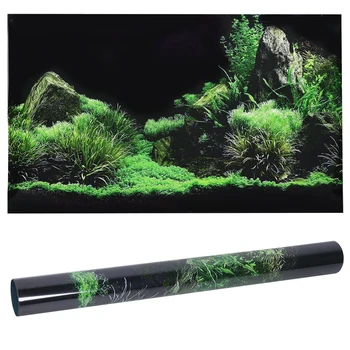 Aquarium Background Sticker – Seafloor & Water Grass PVC Poster 1