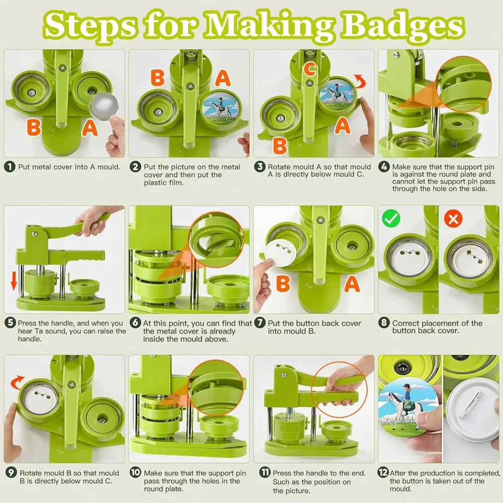 Badge Maker Button Maker Machine Badges Pin Maker Machine 25-58MM Button Press Machine for Making Art Handicrafts Button Parts