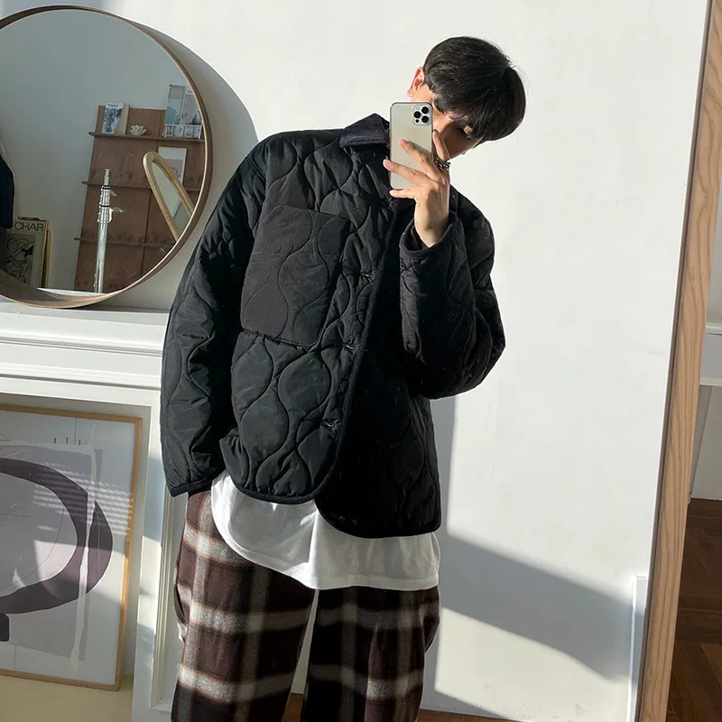 Cotton Jacket Men's Short Korean Version Trend Winter Thickened Cotton Jacket Plaid Bread Jacket Jacket