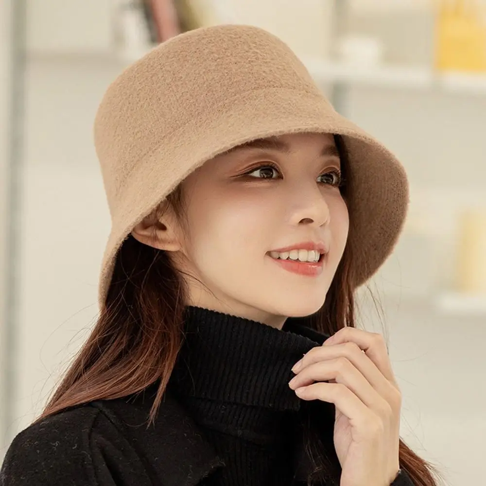 

Soft Warm Retro Gift Solid Color AB Diamond For Ladies For Girls Winter Panama Hat Knitted Hat Fisherman Hat Letter Bucket Cap