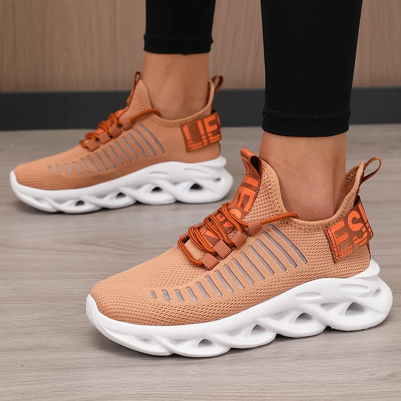 Fashion Women Shoes Platform Mesh Jogging Summer Outdoor Training Sneakers Lace Up Breathable Casual Hiking Shoes Tenis femenino