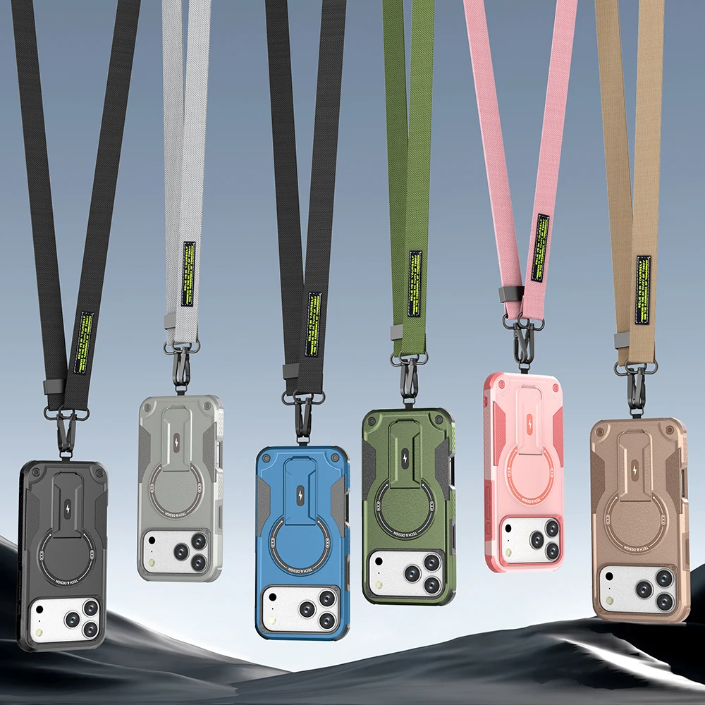 Universal Lanyard Case with Wireless Charging and Stand Cover Feature