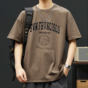 Trend's 100% printed short-sleeved T-shirt 260g casual plain loose daily wear for men TS3333