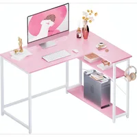 43 Inch L Shaped Computer Desk with Reversible Shelves, Corner Desk for Small Spaces, Home Office & Bedroom 1