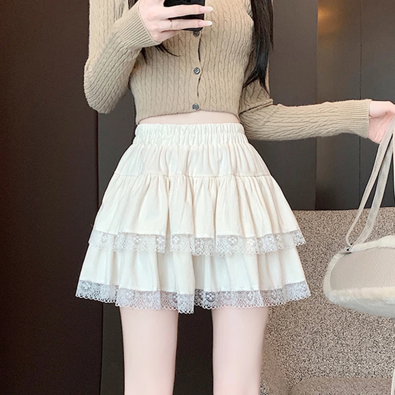 y2k Mini Skirt Women Coquette Clothes Lolita Fairycore High Elastic Tiered Ruffle Skirts Goth Lolita Skirts Streetwear