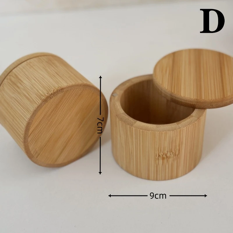 צנצנות תבלינים מלח פלפל צנצנת במבוק תיבת תבלינים קערת אחסון סיר עץ מחזיק סוכר מכסה פונקציה קערות מרובות