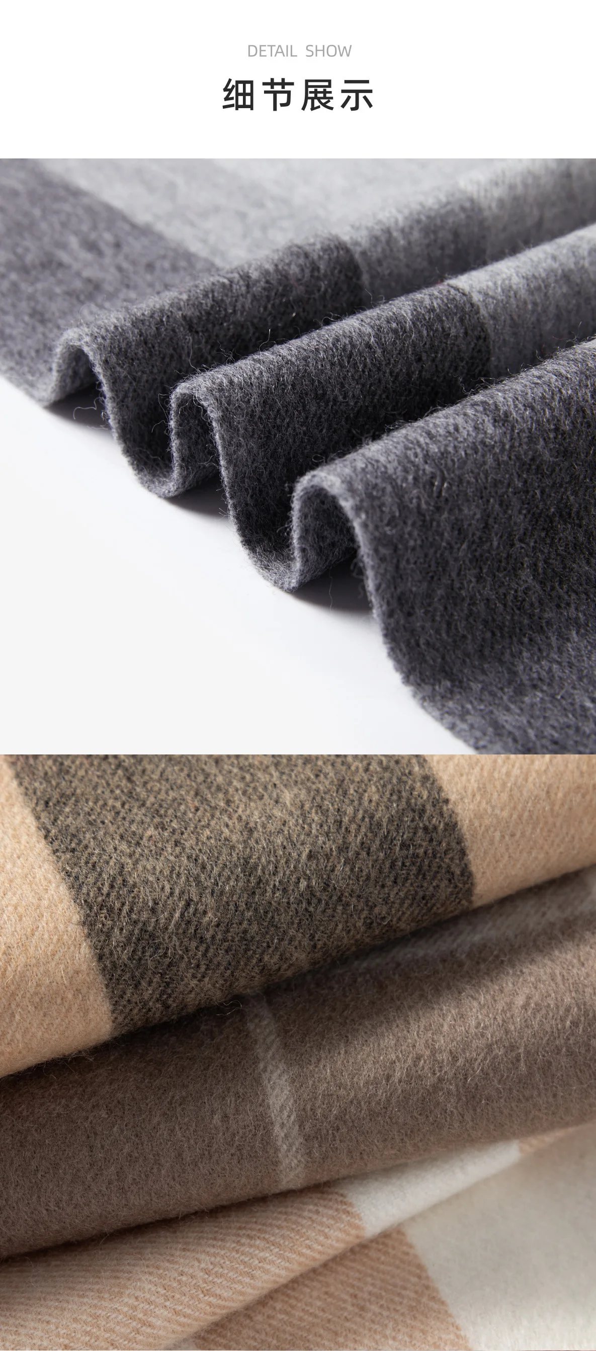 2024 New 100% Wool Scarf Winter Premium Plaid Shawl Versatile Simple Tassel Bib (30 Free Customized Embroidery Logo)