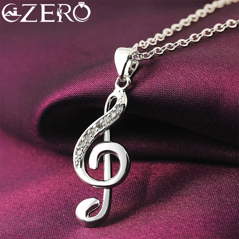 925 sterling Silver crystal Elegant musical note Pendant Necklace For Women luxury Fashion wedding accessories jewelry gifts