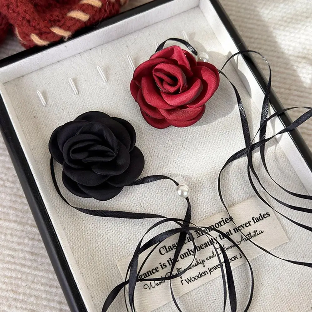 Cloth Rose Flower Adjustable Necklace for Women