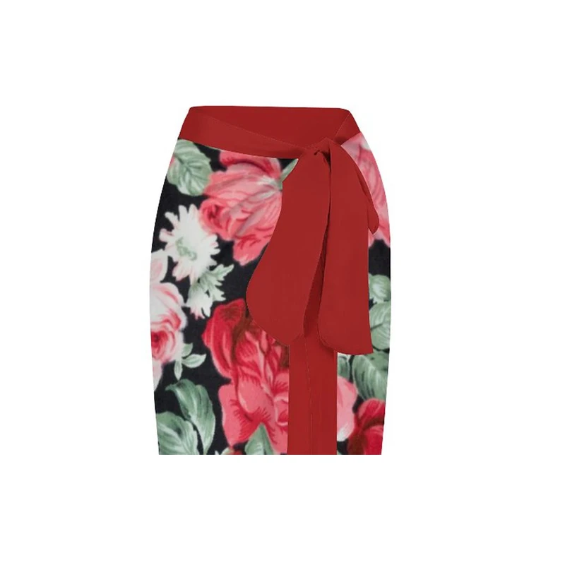 2023 New Fashion Women Cover Swimsuit Retro Print Flat Gorgeous Red Printing And One-Piece Suit With Swimwear Summer Beach Wear