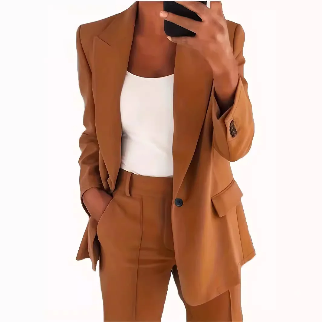 New Autumn And Winter Suits European And American Fashion Lapel Slim Cardigan Temperament Blazer Women's Suit Suit