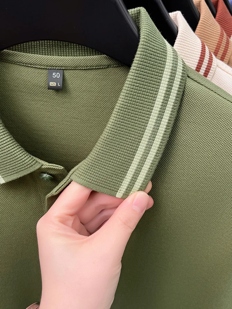 100% pure cotton men's short sleeve polo shirt high-quality fashion soft comfort striped decoration summer casual T-shirt top 33 S8a58f063210a481c848e6f5c594fee624