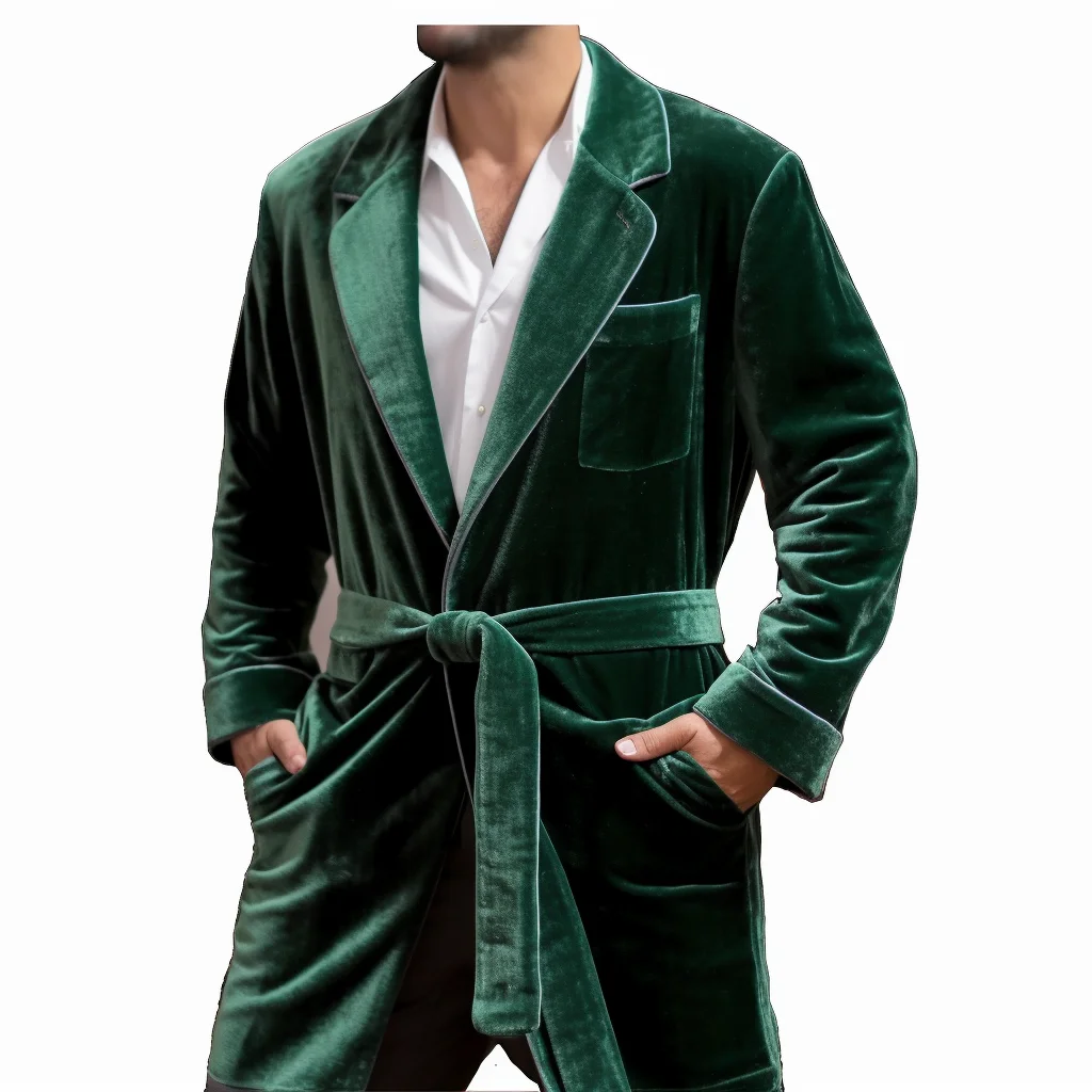 

Green Vintage Smoking Jacket Robe for Men