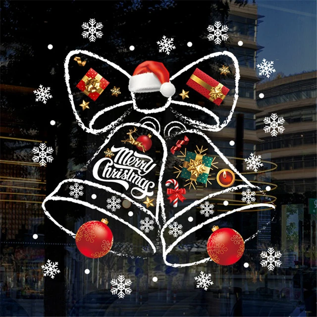2024 New Year Christmas Stickers Santa Claus Snowman Xmas Tree Window  Stickers Merry Christmas Decorations for Home Navidad 2023