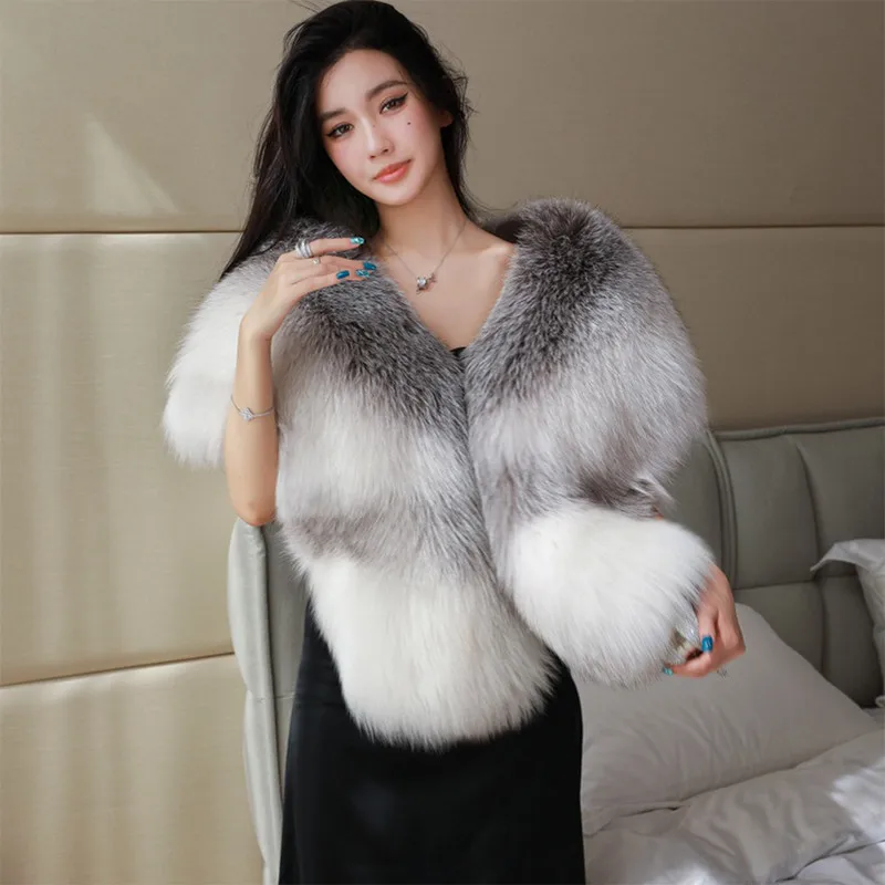 Luxury Brand Ladies Scarf Soft Long Shawl Winter New Scarf Fur Fox Fur Small Fragrance Custom Imported Cross Fox Grass Shawl