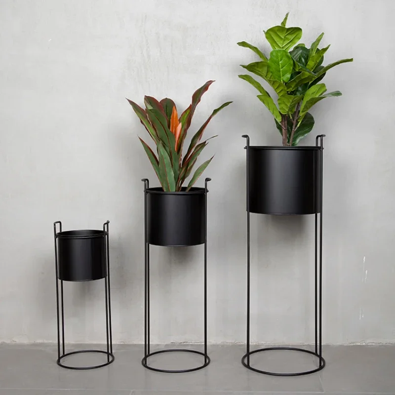 Black Iron Flowerpot Holder Living Room Floor Standing Plant Stand Green Ivy Potted Display Shelf Home Decora Indoor Gardening