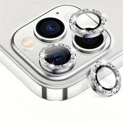 3 - Piece Glitter Diamond Metal Lens Protector Set for 12 - 12 Mini (Diamond Silver)