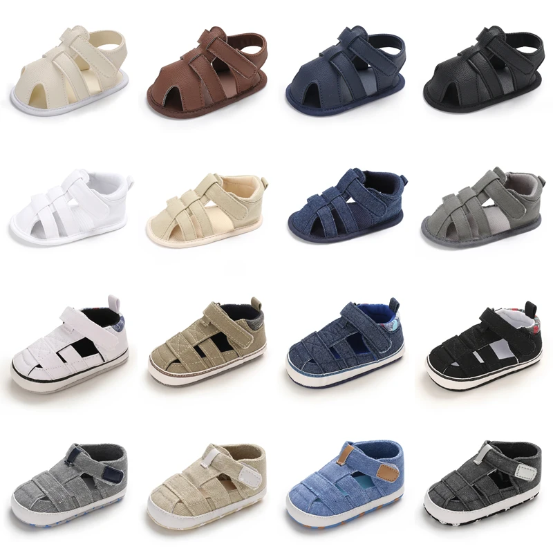 Summer Newborn Baby Fashion Soft Crib Shoes First Walker Anti Slip Sandals Shoes Boy Girl Prewalker Canvas Casual 0-18M