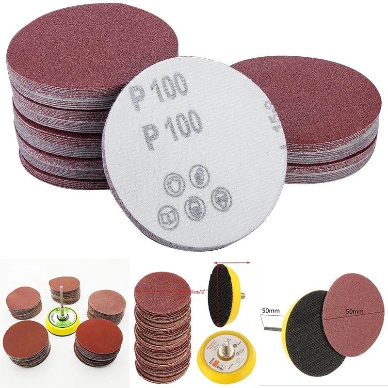 Sanding Discs Pad Kit 2 Inch 50mm Sandpaper 1/4 Inch Shank Sponge Cushions for Drill Grinder Precision Tools 200 Pack