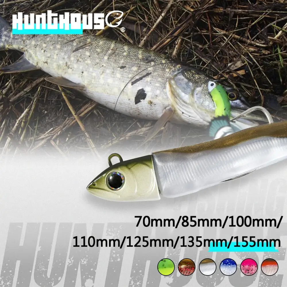 Hunthouse Barret Minnow Jig Head Soft Fishing Lure 7/12/25/40/60/90/120g Köder mit Paddelschwanz für Bass Leurre Souple LW216