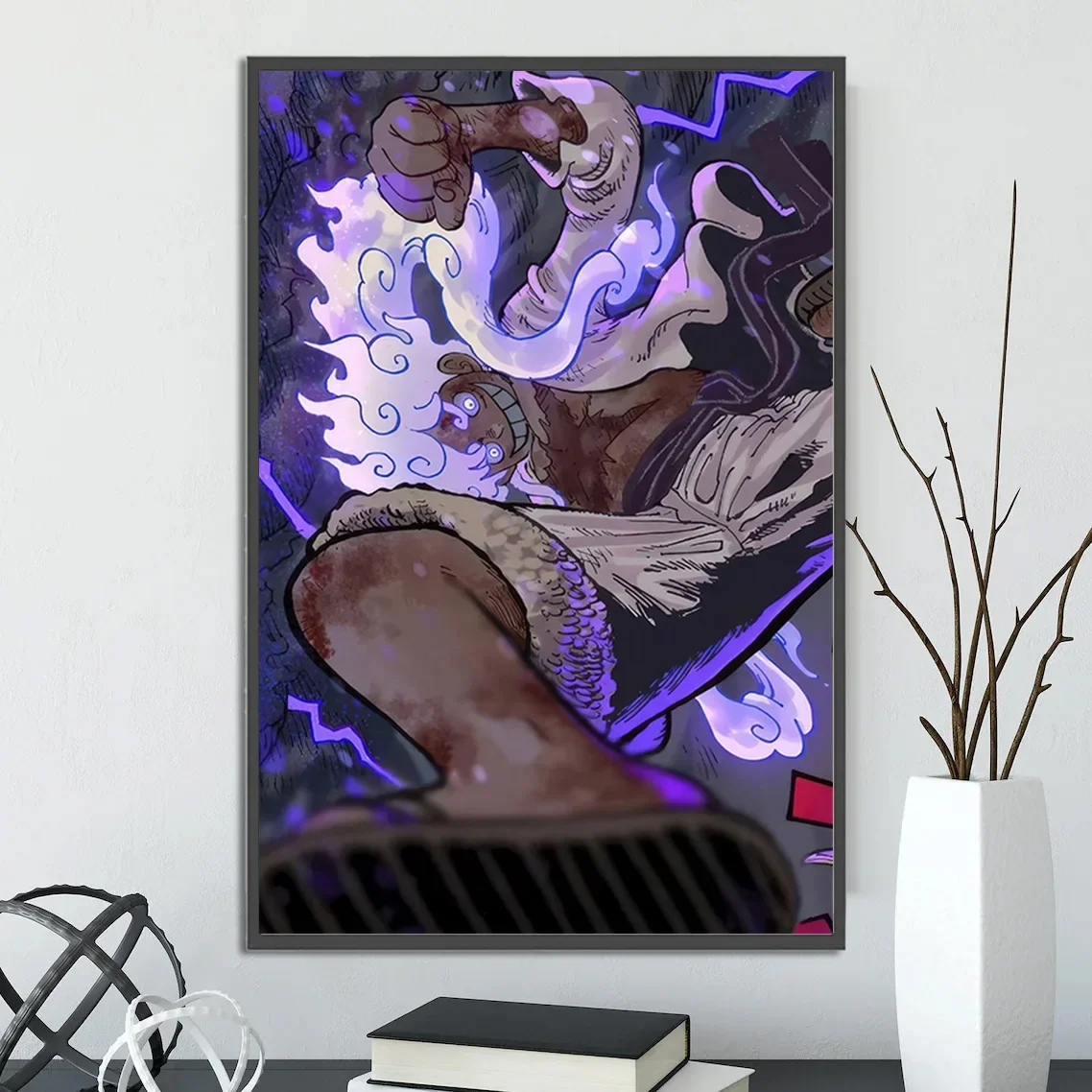 thumbnail image 1 of Póster autoadhesivo de One Piece Luffy Gear 5, papel tapiz de dibujos animados, decoración del hogar, pintura de Zoro, arte de pared de anime, sangre caliente clásica, 1 of 5