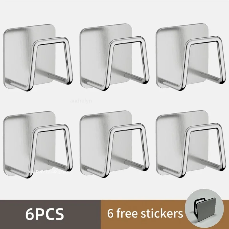 1/6pcs Kitchen Sponge Holder Self-Adhesive Sink Drying Rack Wall Hooks